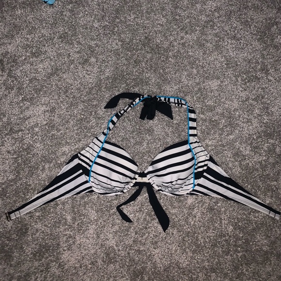 Apt 9 Black & White Striped Bikini Top size M - Picture 3 of 7